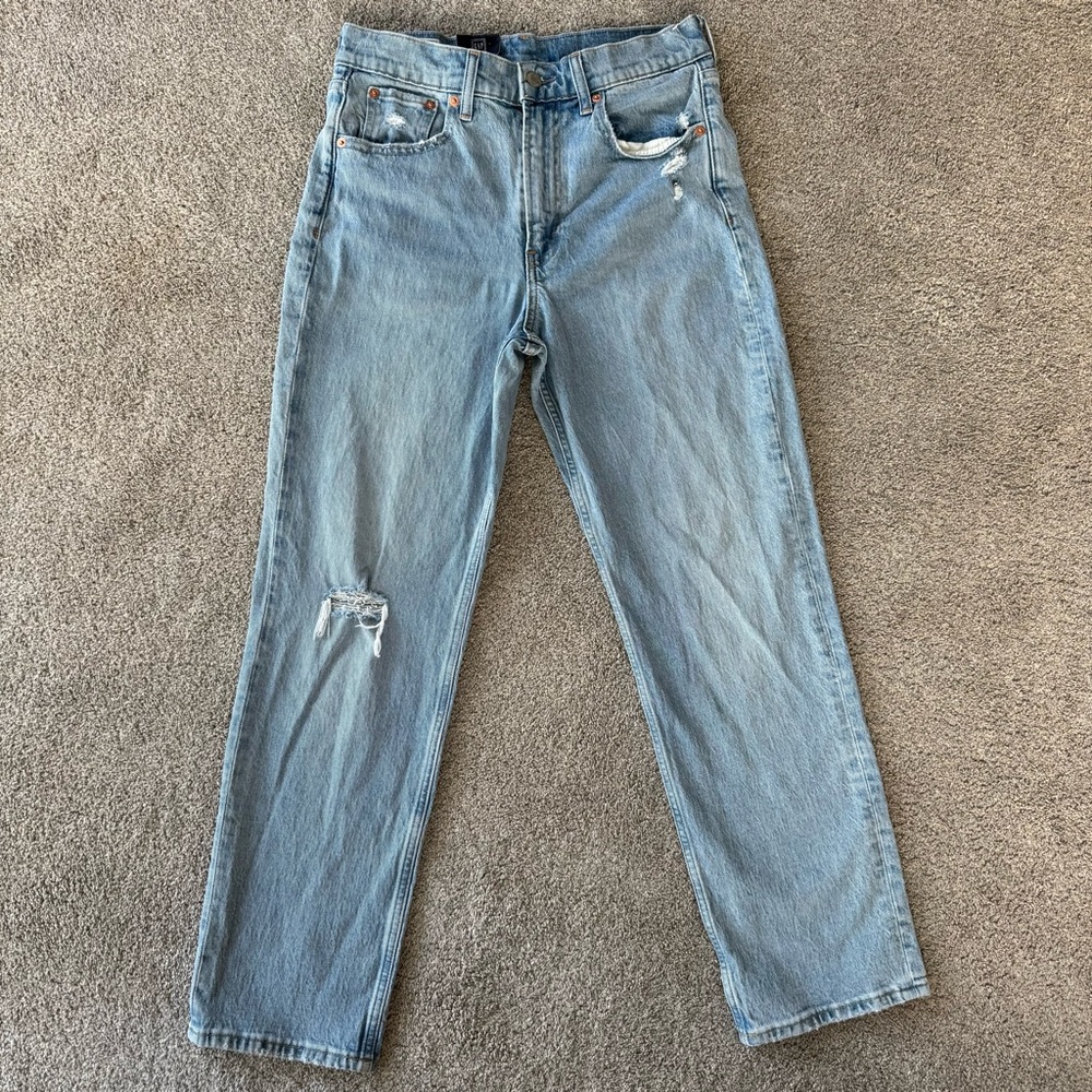 Gap Sky High Distressed Straight Leg Jeans 28 6P - Picture 2 of 12